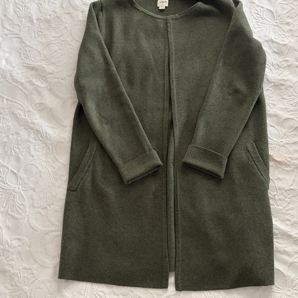 J Grew green long sweater coat